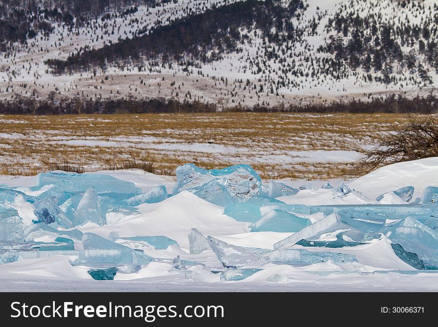 Ice on the Baikal lake