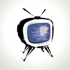 Vector: Old Television Drawing Royalty Free Stock Photo