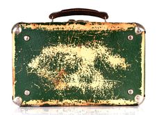 Old Green Shabby Suitcase Stock Images