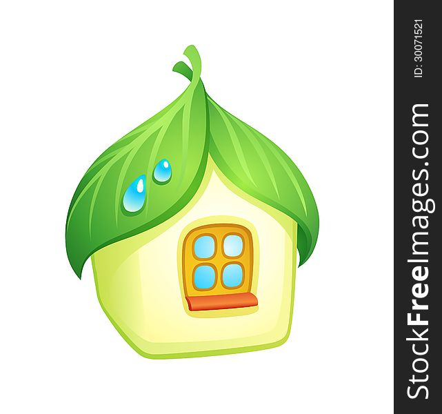 Home with roof made from leaves. Vector EPS8. Home with roof made from leaves. Vector EPS8