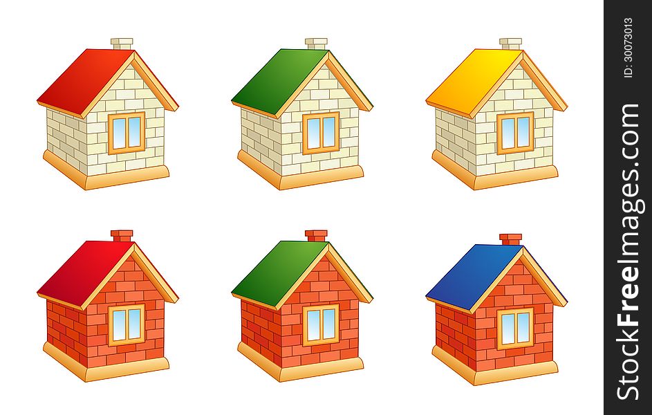 Brick houses - set of icons. EPS8