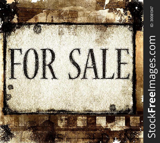 For sale sign in grunge style background