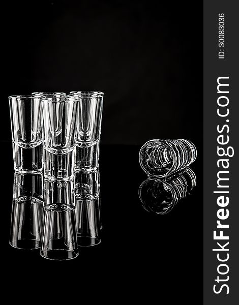 Composition Of Shot Glasses Set  On Black