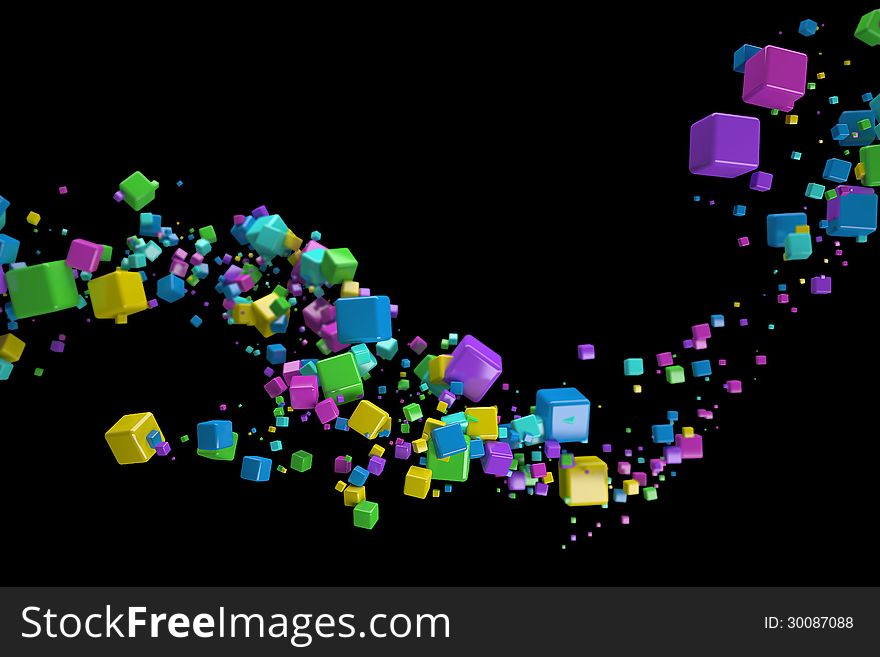 3d abstract background , colored reflections