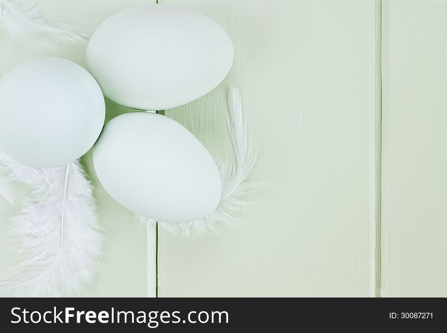 Fresh Ameraucana Eggs and Feathers