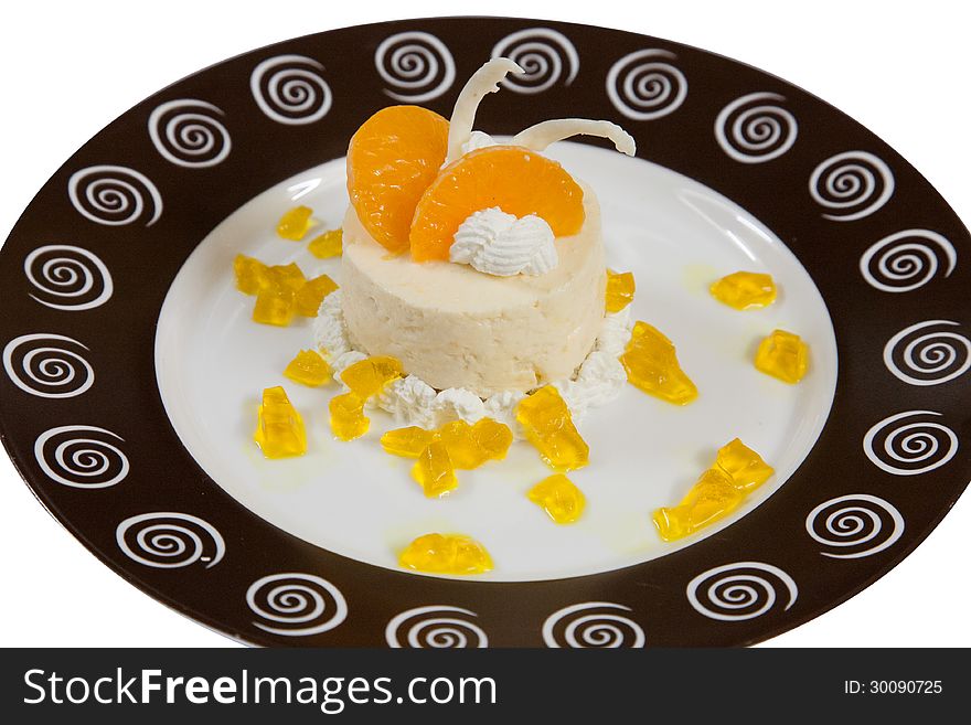 Tiramisu cake on a plate. Tiramisu cake on a plate