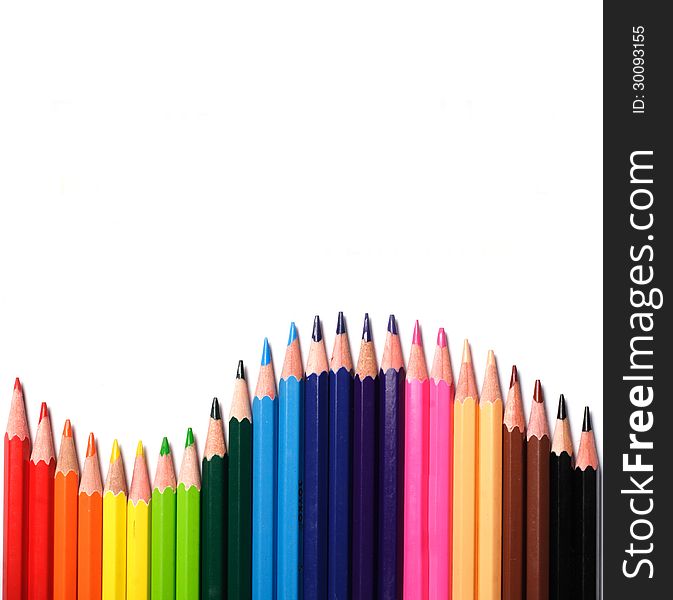 Multi Color pencils, isolated on white. Multi Color pencils, isolated on white