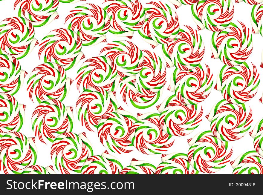 A spiral of lollipops isolated on a white background