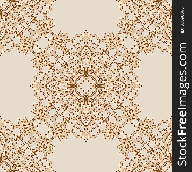 Vector illustration with vintage seamless pattern for print. Vector illustration with vintage seamless pattern for print.