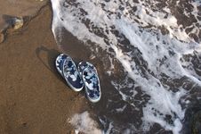 Sandals On Sand Royalty Free Stock Photo Sandals On Sand Royalty Free Stock Photo