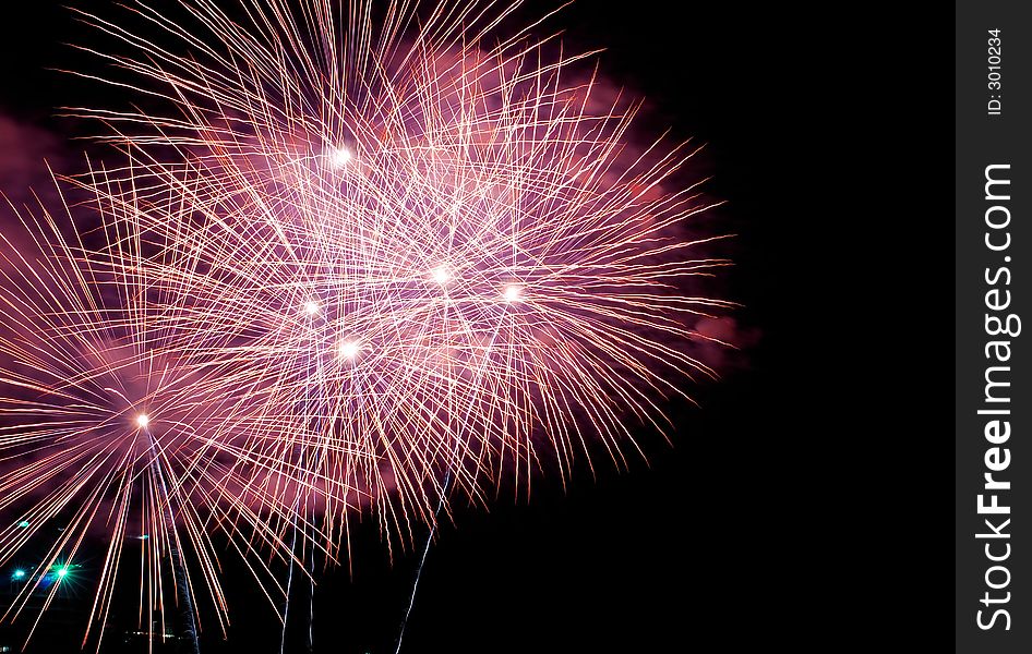 Abstract pattern from fireworks over the night sky. Abstract pattern from fireworks over the night sky