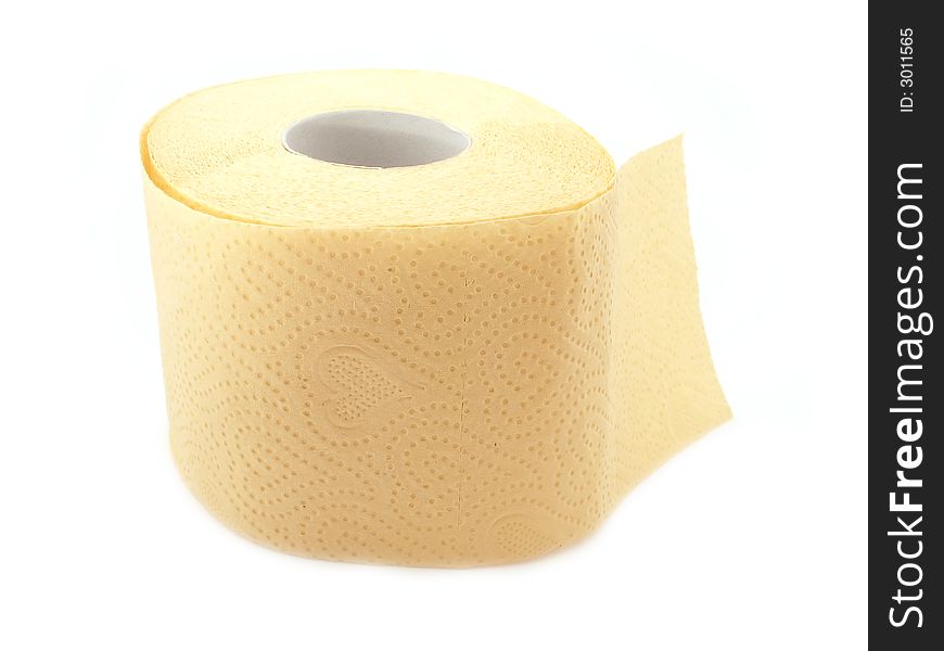 One roll of toilet paper isolated on white background