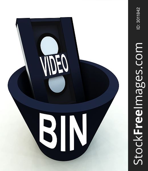 A out of date video that is being thrown in the bin. A out of date video that is being thrown in the bin