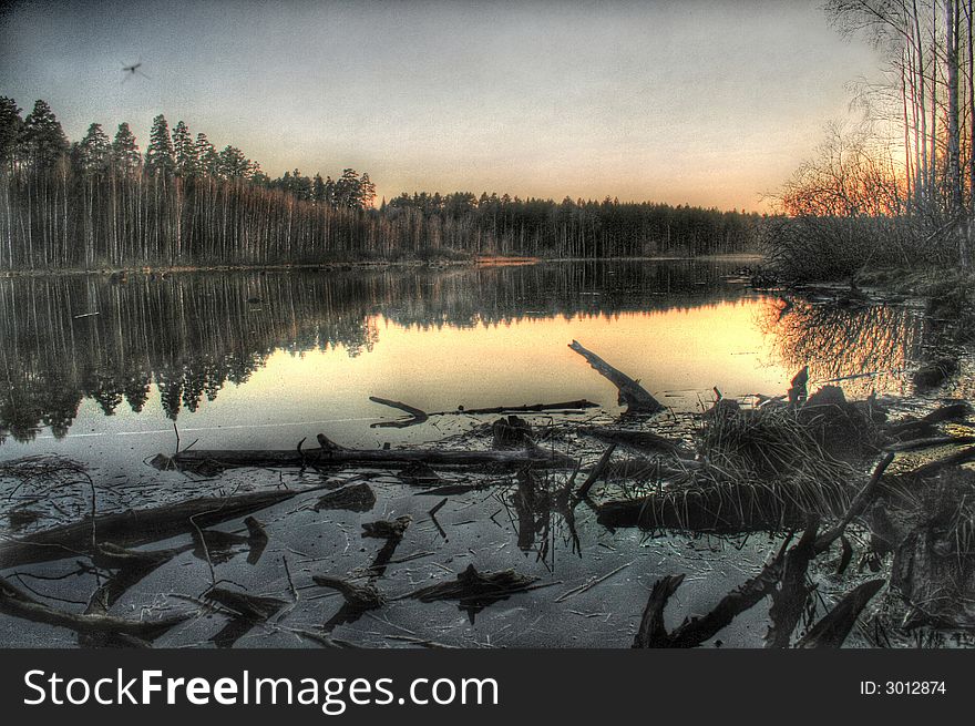 Wood lake on a solar decline