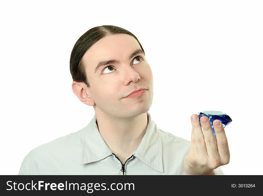 Young Man Holding A Crystal