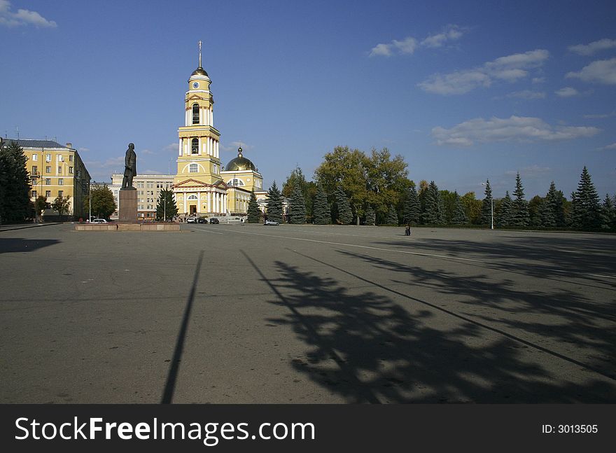 Russia. Lipetsk. Square Lenina-Sobornaja. On this areas situated monument to Lenin, Cathedral of a birth of the Christ, administration of the region.
