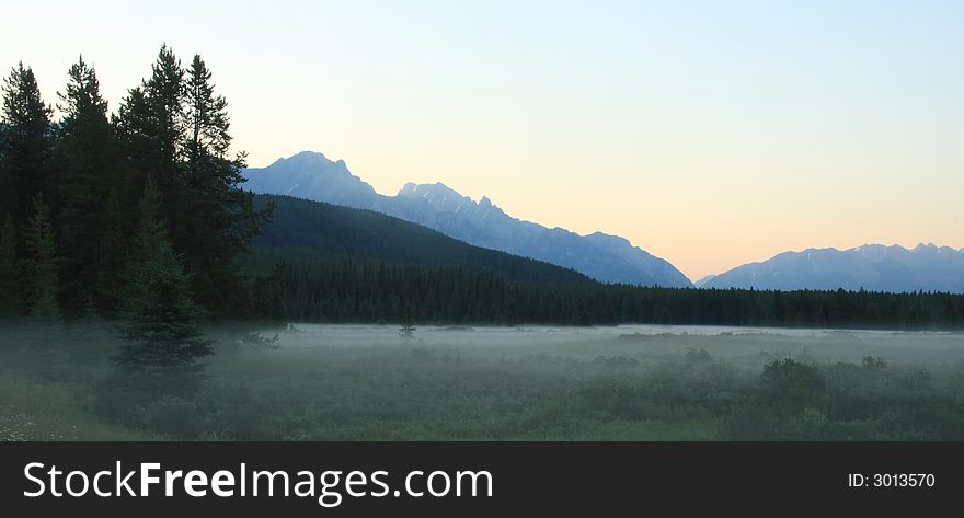 Ground Fog at Sunrise in the Rocky Mountains. Ground Fog at Sunrise in the Rocky Mountains.