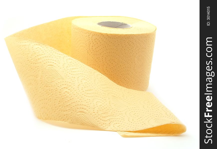 One roll of toilet paper isolated on white background