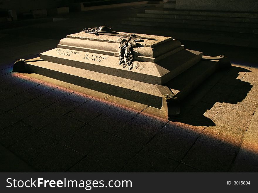 The Tomb of the Unknown Soldier, part of the National War Memorial in Ottawa, Canada.