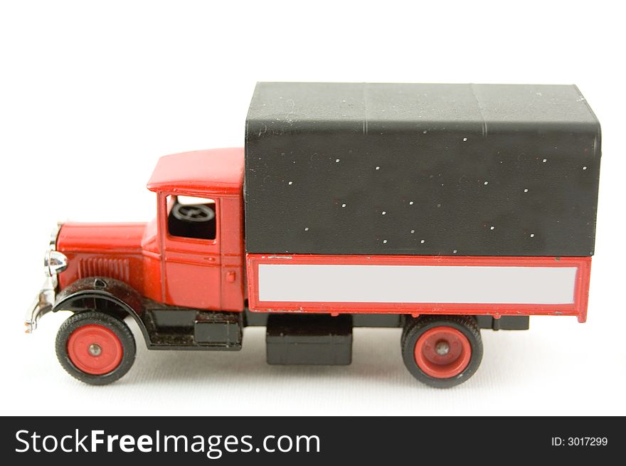 Black and red truck with place to put text on