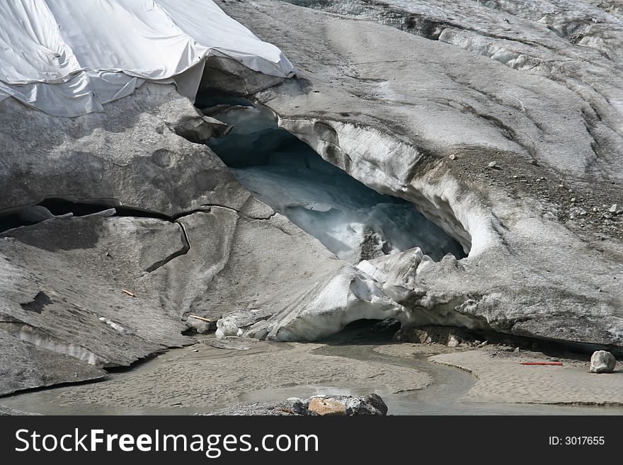 Detail of Hintertux glacier in Austrian Tirol