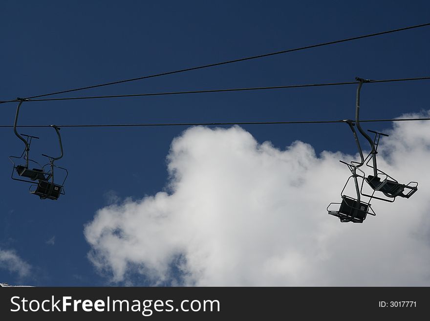 Image of a chair-lift in a cloudy sky captured in Austrian Tirol
