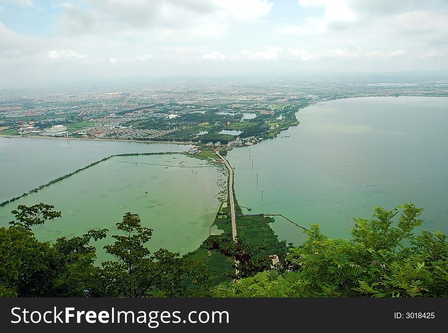 Bird eye view on a landscape of Kun Ming City in China. Bird eye view on a landscape of Kun Ming City in China