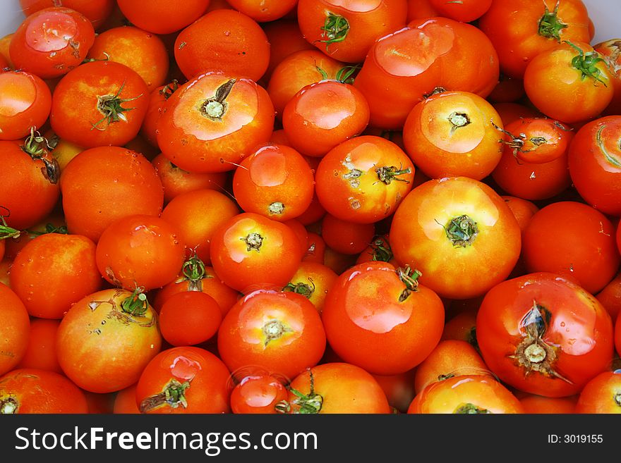 Tomato in the water prepared for cooking