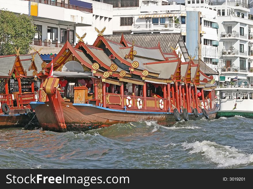 A tourist boat on the Chao Praya River in Bangkok