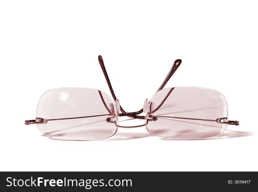 Glasses tonned in red isolated on white. Glasses tonned in red isolated on white
