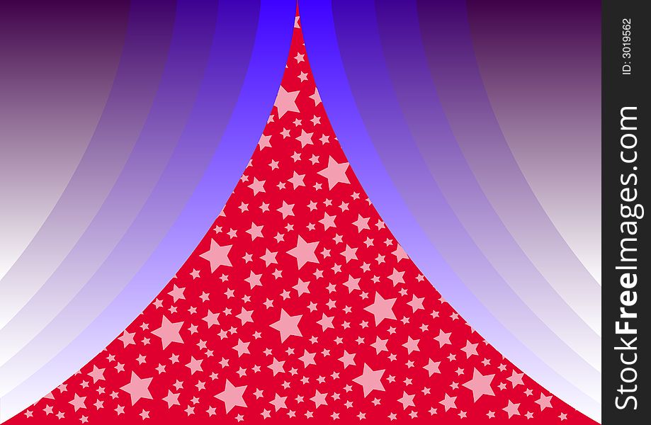 Blue gradient curtains on the left and right and a red background with stars. Also available as Illustrator-file. Blue gradient curtains on the left and right and a red background with stars. Also available as Illustrator-file