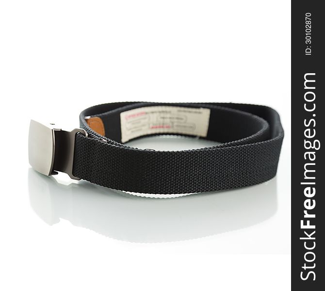 Black belt for men with shadow on white background