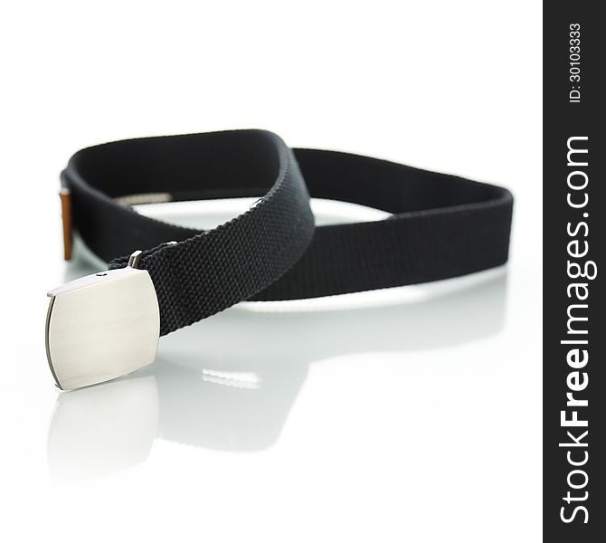 Black belt for men with shadow on white background