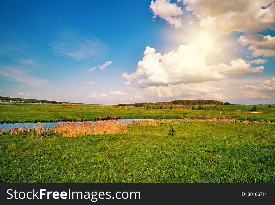 A beautiful sunny summer day on the river. A beautiful sunny summer day on the river