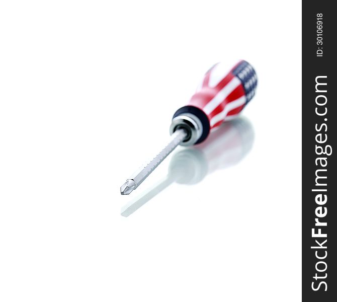 Screwdriver with shadow on a white background