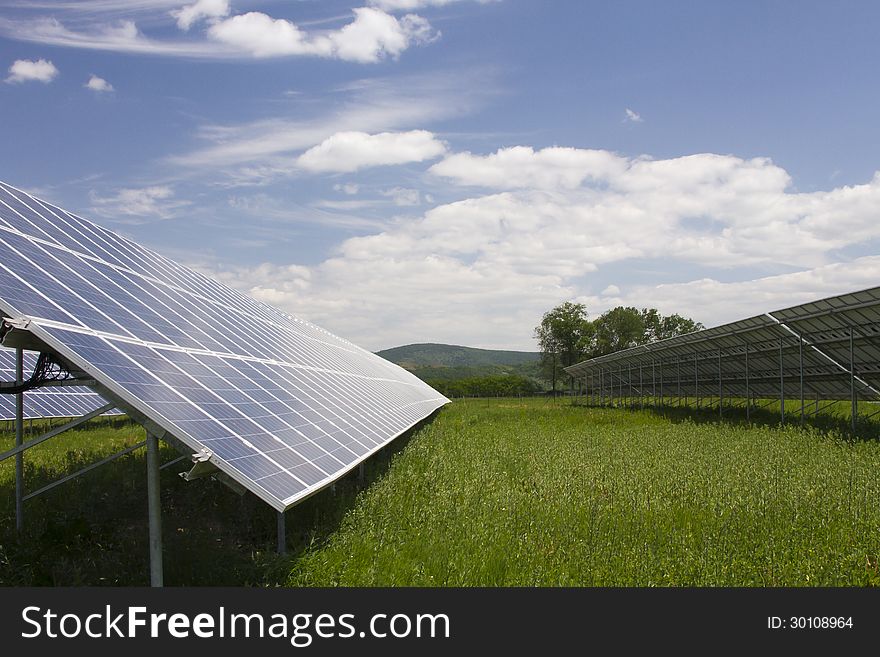 Solar panel and sun day