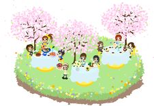 Cafe Of The Cherry Blossom-3 Royalty Free Stock Image Cafe Of The Cherry Blossom-3 Royalty Free Stock Image