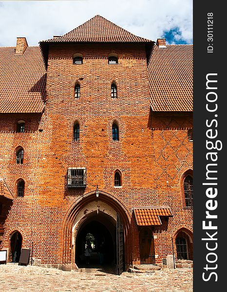 Main entrance to the castle from the courtyard. Poland