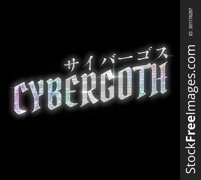 CYBERGOTH Gothic Style Pastel Chrome Typography with Japanese Glyph, added with glitter shine effects