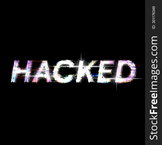 Glitched Metal Chrome deconstructed Style Hacked Typgraphy Illustration, Black Background