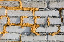 Brick Wall With Foam. Royalty Free Stock Photography Brick Wall With Foam. Royalty Free Stock Photography