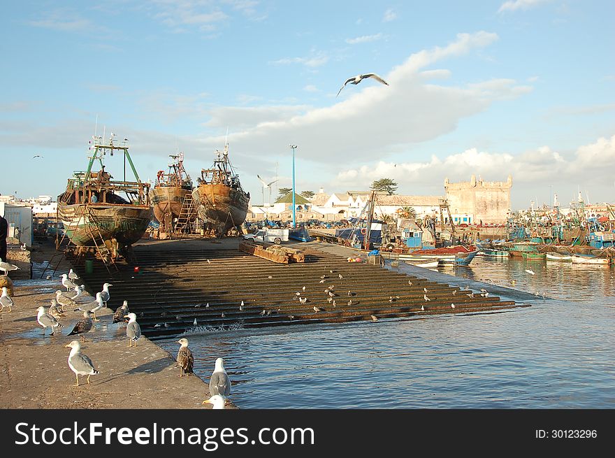 Boats in Port of Essaouira, Morocco