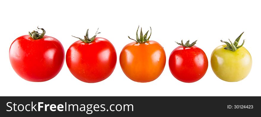 Fresh tomatoes isolated on white background