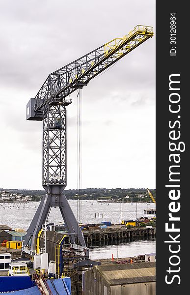View of dockland crane in falmouth