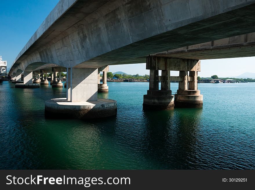 Sarasin Bridge and blue sky Thailand