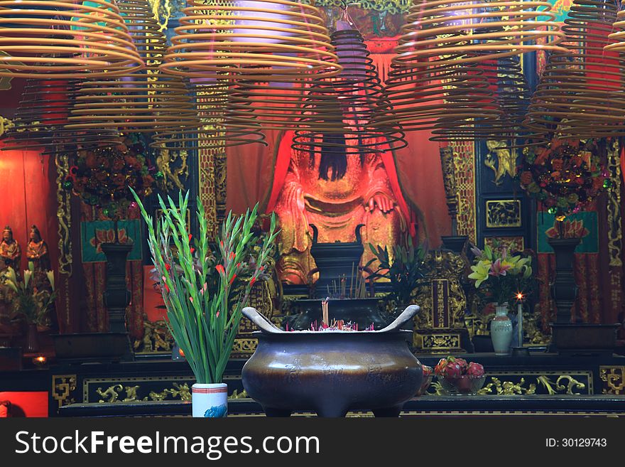 Buddhist prayer joss sticks in a chinese temple