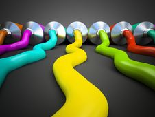 Row Of Tubes With Multicolored Paint On Grey Background Royalty Free Stock Image Row Of Tubes With Multicolored Paint On Grey Background Royalty Free Stock Image