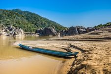 Longtail Boat On Mekong River, Laos Stock Photos Longtail Boat On Mekong River, Laos Stock Photos