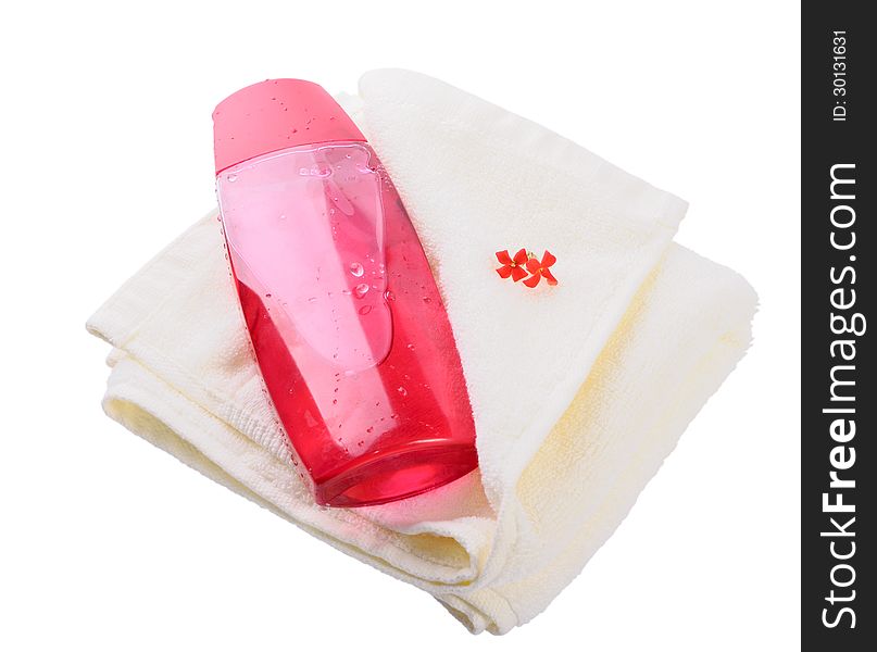 Shower gel in plastic bottle