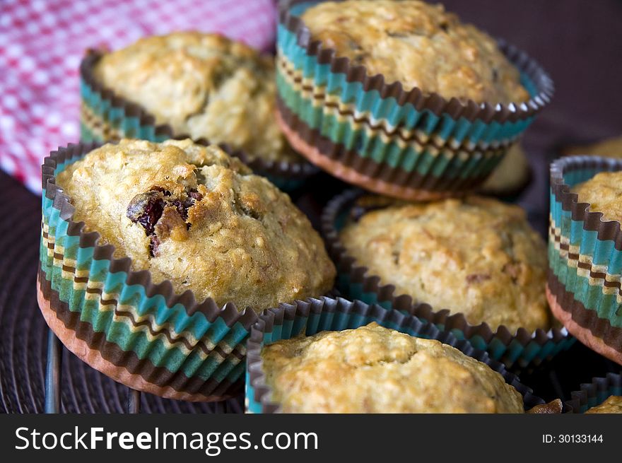 Baking Banana With Cranberries Muffins